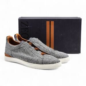 Ermenegildo Zegna Triple Stitch Wool Sneakers S5346Z Gray EU 12 US 13 - New $890